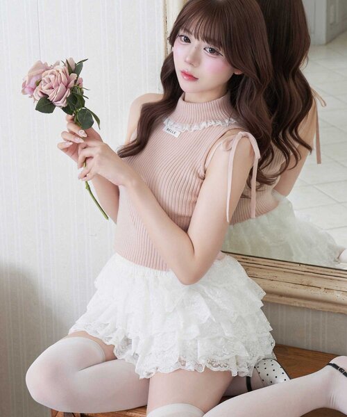 OLIVE des OLIVE(オリーブデオリーブ)の「【Belle Charme】Lace Tiered Skirt(スカート・レディース・ブラック/オフホワイト・FREE)」の16枚目の写真