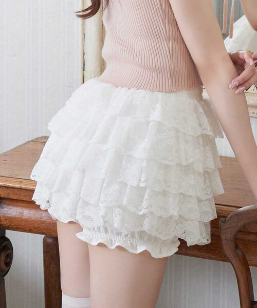 OLIVE des OLIVE(オリーブデオリーブ)の「【Belle Charme】Lace Tiered Skirt(スカート・レディース・ブラック/オフホワイト・FREE)」の17枚目の写真