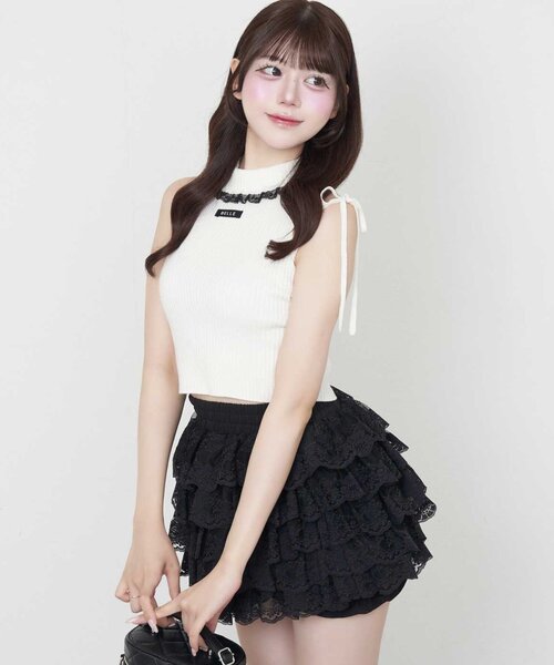 OLIVE des OLIVE(オリーブデオリーブ)の「【Belle Charme】Lace Tiered Skirt(スカート・レディース・ブラック/オフホワイト・FREE)」の18枚目の写真
