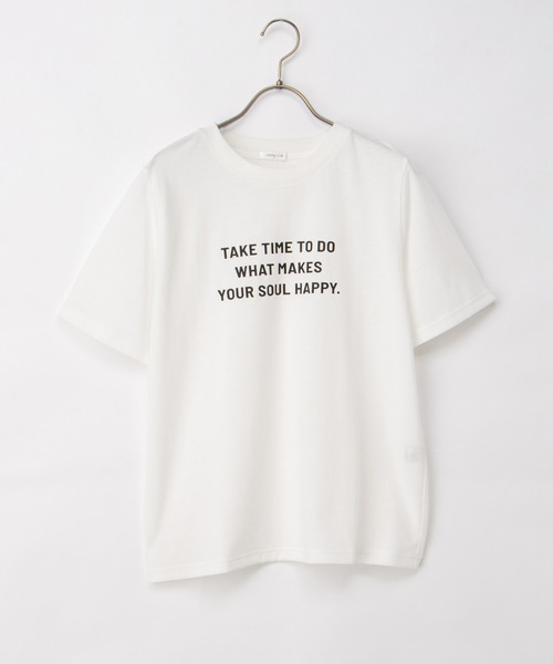 Honeys(ハニーズ)の「【ハニさら・接触冷感・吸水速乾・UVカット・遮熱】ロゴプリントTシャツ(Tシャツ/カットソー・レディース・オフホワイト/ボルドー/ブラック/ライトベージュ/スミクロ/ブラウン・LL/S/L/M)」の13枚目の写真