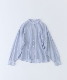 シャーリングバンドカラークロップドシャツ