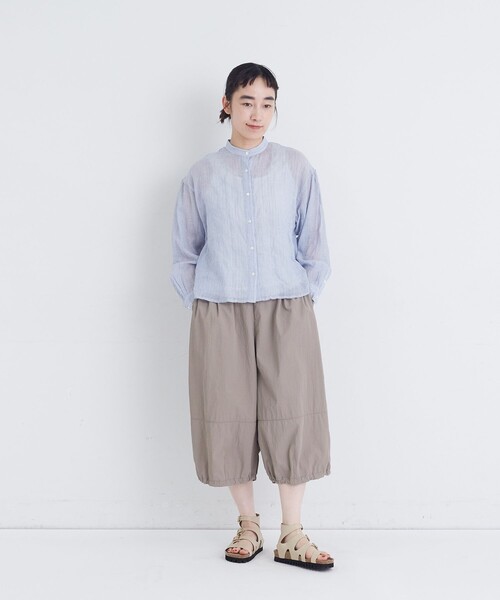conges payes ADIEU TRISTESSE（コンジェ ペイエ アデュートリステス）の「シャーリングバンドカラークロップドシャツ（シャツ/ブラウス・レディース・パープル/ブラック系その他/ブルー系その他・38）」の12枚目の写真