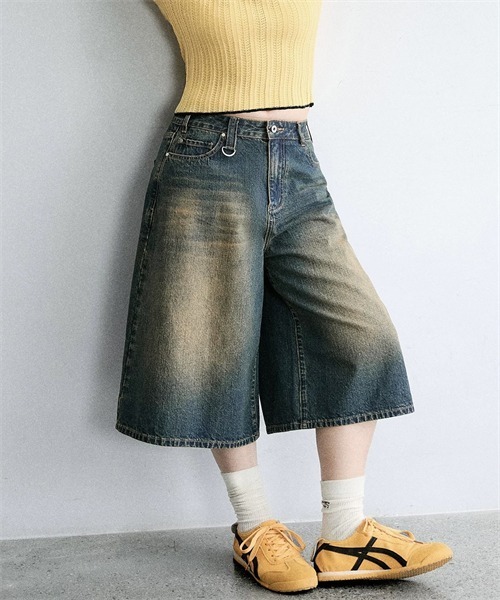 FREE STYLISTS(フリー スタイリスト)の「ヴィンテージライク オーバーダイ 7分丈デニム パンツ(デニムパンツ・レディース・ブルー・S/M/XXL/3XL/XL/L)」の6枚目の写真