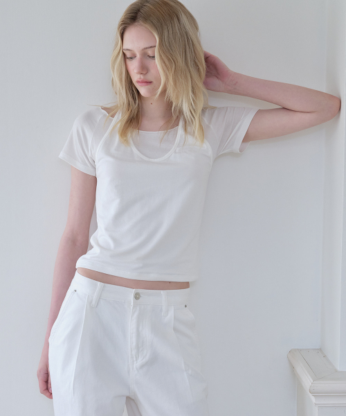 FRIVER07（フリバー07）の「Layered halter neck t-shirt [FRSP08TS06]_White（Tシャツ/カットソー・レディース・ホワイト・FREE）」の2枚目の写真