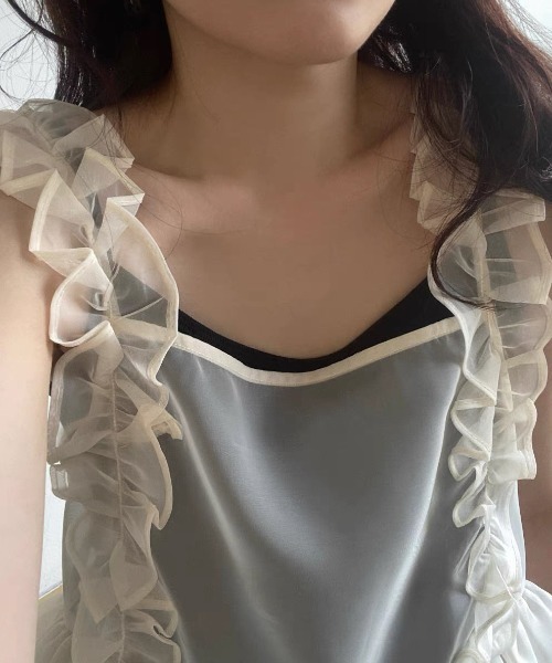 Vipoa(ヴィポア)の「Tulle frill bustier(キャミソール・レディース・アイボリー/ライトピンク・FREE)」の19枚目の写真