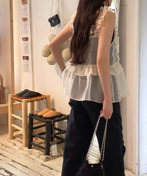 Vipoa(ヴィポア)の「Tulle frill bustier(キャミソール・レディース・アイボリー/ライトピンク・FREE)」の13枚目の写真