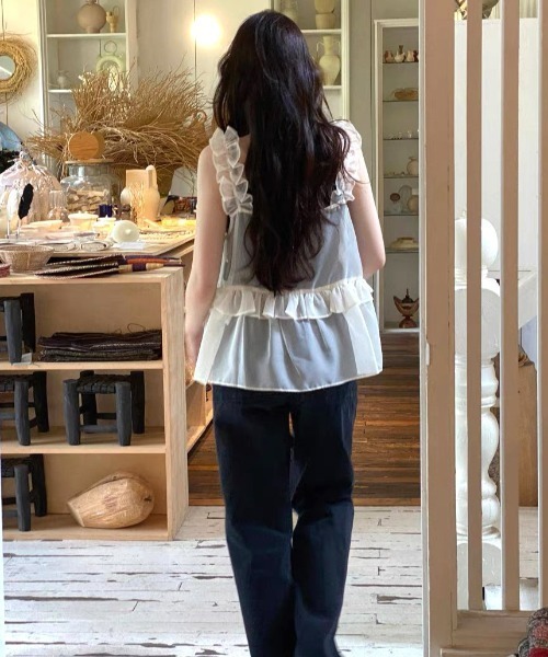 Vipoa(ヴィポア)の「Tulle frill bustier(キャミソール・レディース・アイボリー/ライトピンク・FREE)」の14枚目の写真