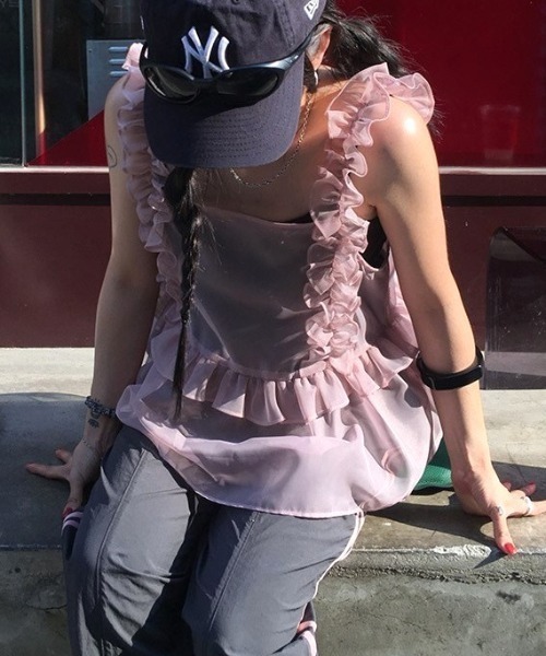 Vipoa(ヴィポア)の「Tulle frill bustier(キャミソール・レディース・アイボリー/ライトピンク・FREE)」の3枚目の写真