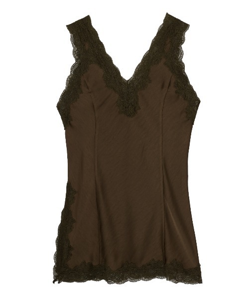 Ameri(アメリ)の「LACY SATIN TUNIC LAYERED TOP(キャミソール・レディース・ネイビー/アイボリー/ボルドー/ブラウン・FREE)」の5枚目の写真