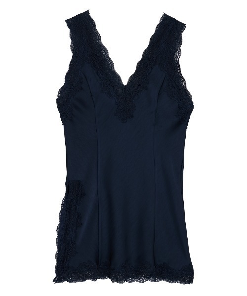 Ameri(アメリ)の「LACY SATIN TUNIC LAYERED TOP(キャミソール・レディース・ネイビー/アイボリー/ボルドー/ブラウン・FREE)」の7枚目の写真