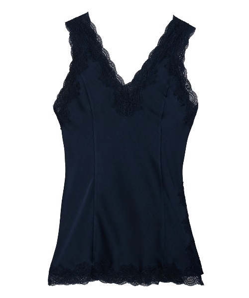 Ameri(アメリ)の「LACY SATIN TUNIC LAYERED TOP(キャミソール・レディース・ネイビー/アイボリー/ボルドー/ブラウン・FREE)」の12枚目の写真