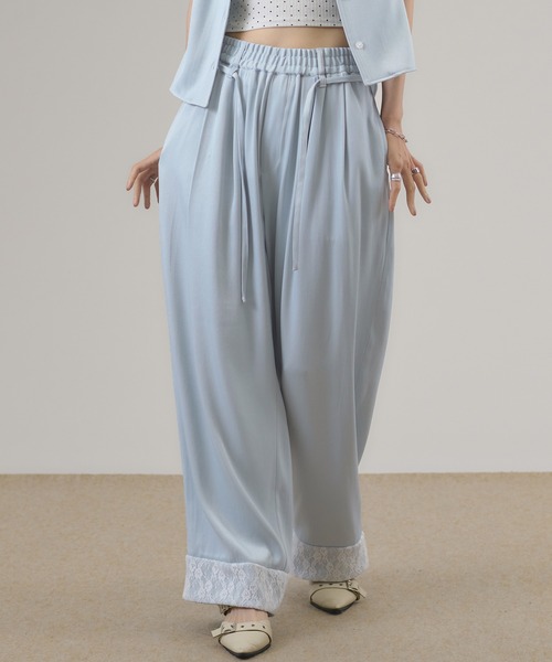 apres jour mignon（アプレジュールミニョン）の「【セットアップ可能】レース付きデニムライクパンツ（その他パンツ・レディース・インディゴブルー/ライトブルー・フリー/LARGE）」の10枚目の写真