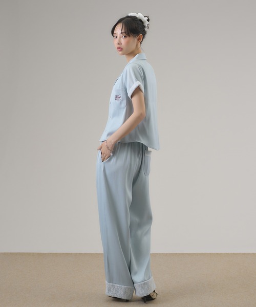 apres jour mignon（アプレジュールミニョン）の「【セットアップ可能】レース付きデニムライクパンツ（その他パンツ・レディース・インディゴブルー/ライトブルー・フリー/LARGE）」の16枚目の写真