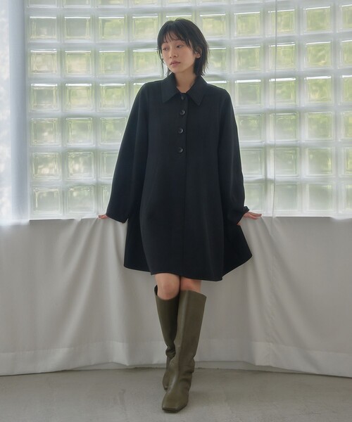 EMMEL REFINES(エメルリファインズ)の「<EMMEL REFINES>EM ダブルクロス パネル ミニワンピース(ワンピース・レディース・ナチュラル/ブラック・FREE)」の1枚目の写真