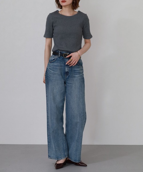 OMNES(オムネス)の「接触冷感 後ろV開きリブカットソー 半端袖(Tシャツ/カットソー・レディース・ラベンダー/グレー・FREE)」の17枚目の写真