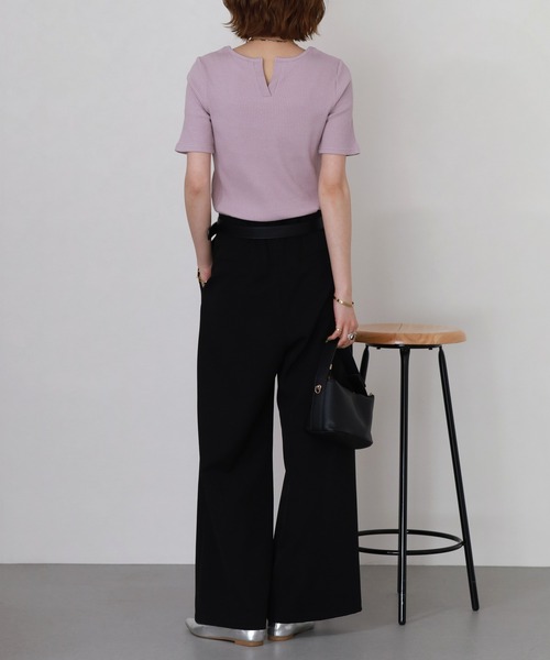 OMNES(オムネス)の「接触冷感 後ろV開きリブカットソー 半端袖(Tシャツ/カットソー・レディース・ラベンダー/グレー・FREE)」の12枚目の写真