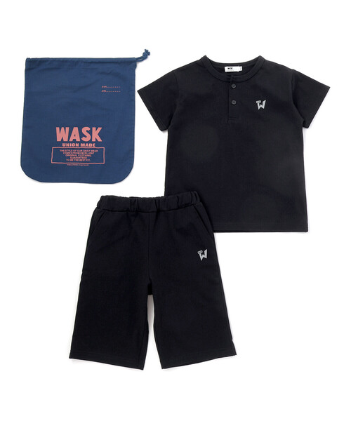 WASK(ワスク)の「【接触冷感】ヘンリーネックTシャツ&パンツセット(110~160cm)(セットアップ・キッズ・ブラック・140cm/160cm/130cm/150cm)」の5枚目の写真