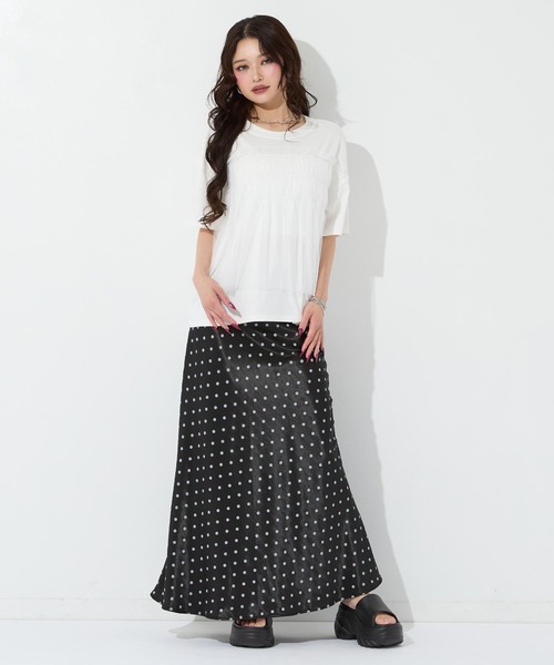 ANAP(アナップ)の「チュールドッキングTシャツ(Tシャツ/カットソー・レディース・ホワイト/ブラック/ダークグレー・F)」の8枚目の写真