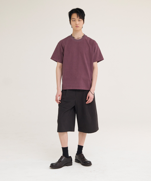 AKECII(アケシ)の「クルードピグダイングクロップ半袖Tシャツ_ビンテージワイン(Tシャツ/カットソー・メンズ・その他・MEDIUM/LARGE)」の4枚目の写真