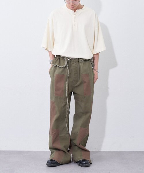 etsinta(エシンタ)の「【etsinta】ベルト付パッチワークフレアパンツ(その他パンツ・レディース・インディゴブルー/カーキ・LARGE/SMALL)」の6枚目の写真