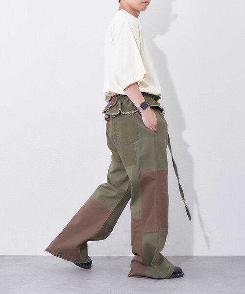 etsinta(エシンタ)の「【etsinta】ベルト付パッチワークフレアパンツ(その他パンツ・レディース・インディゴブルー/カーキ・LARGE/SMALL)」の7枚目の写真