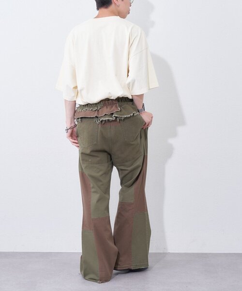 etsinta(エシンタ)の「【etsinta】ベルト付パッチワークフレアパンツ(その他パンツ・レディース・インディゴブルー/カーキ・LARGE/SMALL)」の8枚目の写真