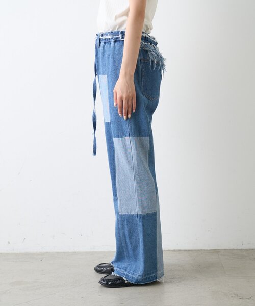 etsinta(エシンタ)の「【etsinta】ベルト付パッチワークフレアパンツ(その他パンツ・レディース・インディゴブルー/カーキ・LARGE/SMALL)」の10枚目の写真