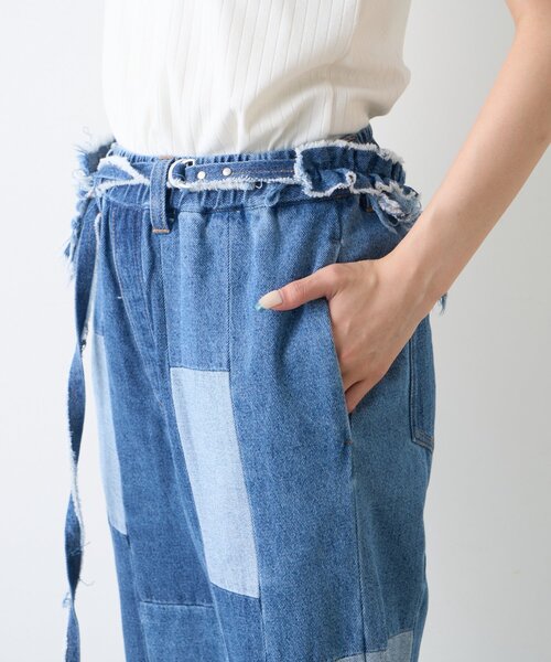 etsinta(エシンタ)の「【etsinta】ベルト付パッチワークフレアパンツ(その他パンツ・レディース・インディゴブルー/カーキ・LARGE/SMALL)」の14枚目の写真