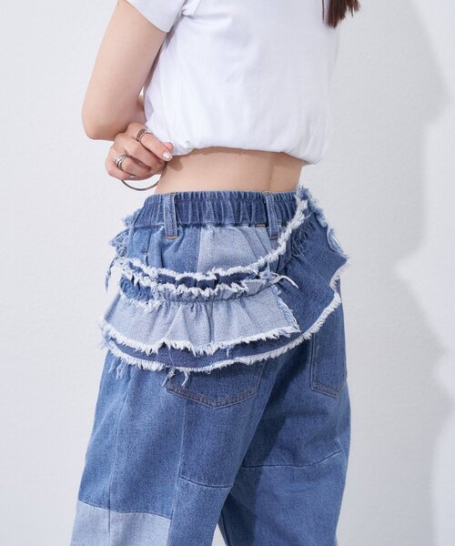 etsinta(エシンタ)の「【etsinta】ベルト付パッチワークフレアパンツ(その他パンツ・レディース・インディゴブルー/カーキ・LARGE/SMALL)」の17枚目の写真