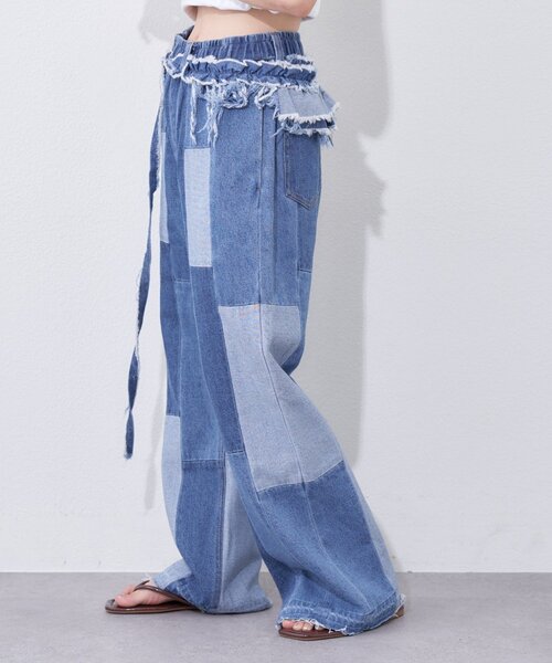 etsinta(エシンタ)の「【etsinta】ベルト付パッチワークフレアパンツ(その他パンツ・レディース・インディゴブルー/カーキ・LARGE/SMALL)」の18枚目の写真