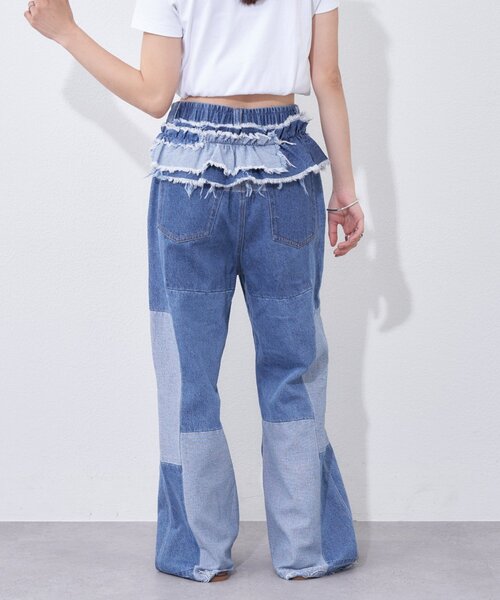 etsinta(エシンタ)の「【etsinta】ベルト付パッチワークフレアパンツ(その他パンツ・レディース・インディゴブルー/カーキ・LARGE/SMALL)」の21枚目の写真