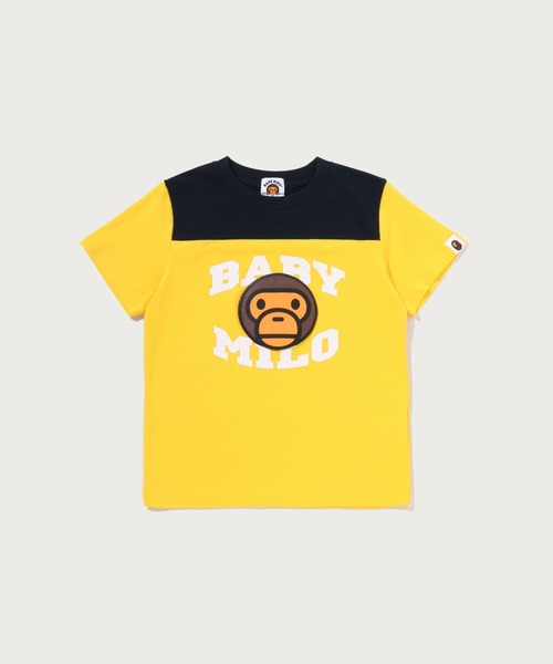 A BATHING APE(アベイシングエイプ)の「BABY MILO FOOTBALL TEE(Tシャツ/カットソー・キッズ・グレー/イエロー・110/100/130/90/140)」の2枚目の写真