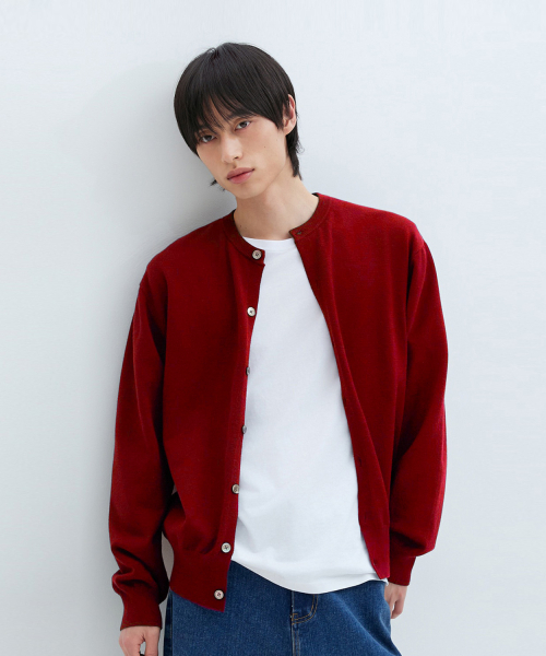 LEIRE（ルアール）の「エブリデイラウンドニットカーディガン[レッド]（カーディガン/ボレロ・メンズ・その他・X-LARGE/LARGE/MEDIUM）」の3枚目の写真