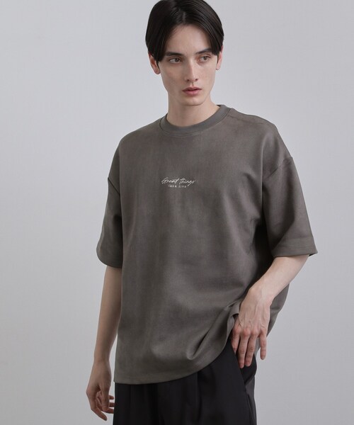 tk.TAKEO KIKUCHI（ティーケータケオキクチ）の「ポンチスエードタッチTシャツ（Tシャツ/カットソー・メンズ・アイボリー/ライトグレー/チャコールグレー・04/03/02）」の2枚目の写真