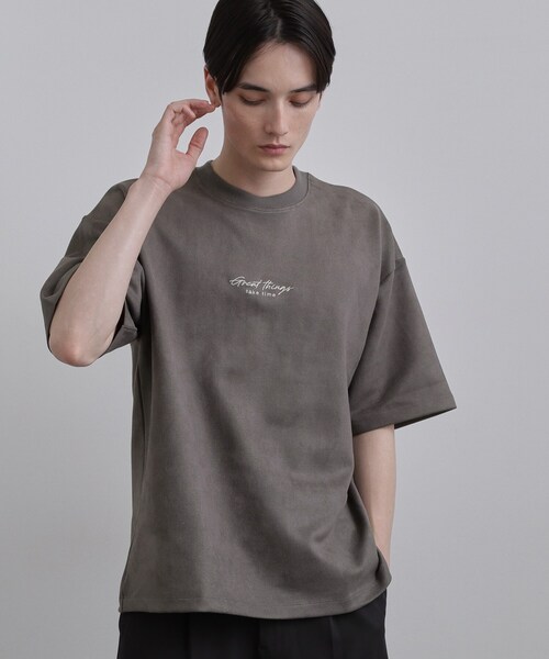 tk.TAKEO KIKUCHI（ティーケータケオキクチ）の「ポンチスエードタッチTシャツ（Tシャツ/カットソー・メンズ・アイボリー/ライトグレー/チャコールグレー・04/03/02）」の12枚目の写真