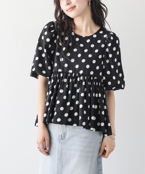 AMELY(エミリー)の「ドットペプラム フレアブラウス(シャツ/ブラウス・レディース・ブラック系/ホワイト系・フリー)」の19枚目の写真