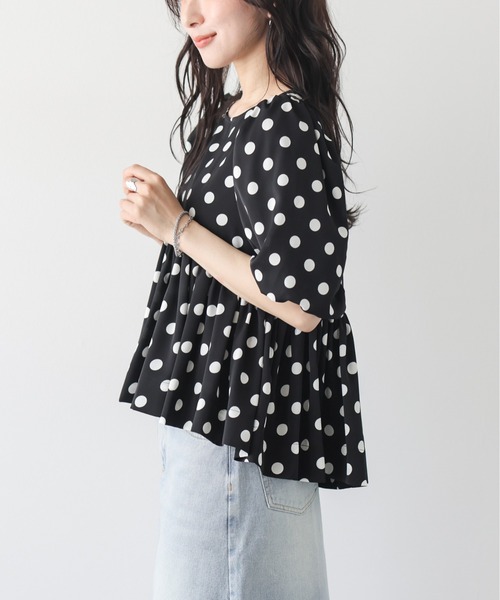 AMELY(エミリー)の「ドットペプラム フレアブラウス(シャツ/ブラウス・レディース・ブラック系/ホワイト系・フリー)」の21枚目の写真