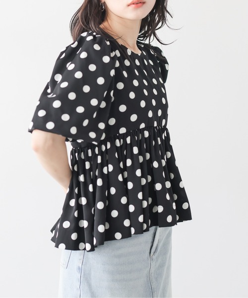 AMELY(エミリー)の「ドットペプラム フレアブラウス(シャツ/ブラウス・レディース・ブラック系/ホワイト系・フリー)」の13枚目の写真