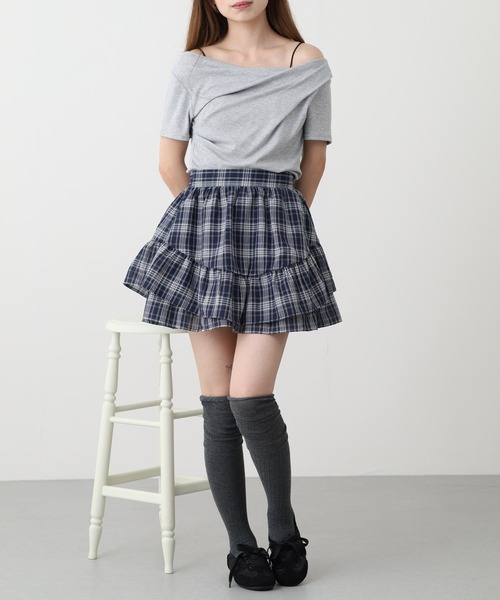 Ree&Mee(リーアンドミー)の「Ree&Mee チェック ガーゼ イレヘム スカート(スカート・レディース・ピンク/ブラック/ネイビー・M)」の8枚目の写真