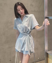 リボンシャツパンツセットアップ