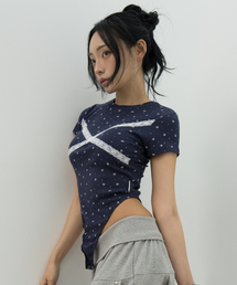 BFEEP（ビーピーピ）の「FLORAL LACE BODYSUIT_NAVY（Tシャツ/カットソー）」