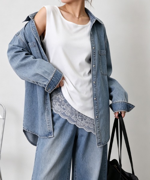 Miniministore(ミニミニストア)の「裾レースノースリプルオーバータンクトップ(タンクトップ・レディース・ホワイト/ブラック・M/L)」の1枚目の写真
