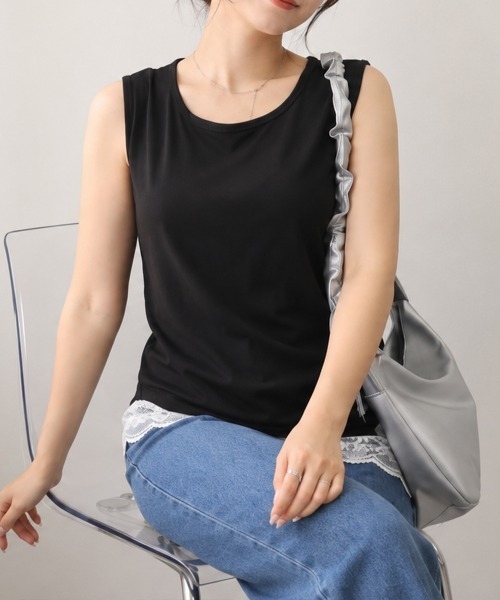 Miniministore(ミニミニストア)の「裾レースノースリプルオーバータンクトップ(タンクトップ・レディース・ホワイト/ブラック・M/L)」の19枚目の写真