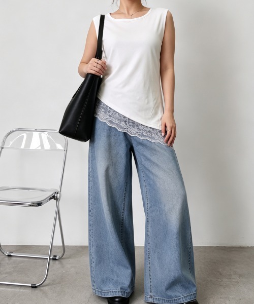 Miniministore(ミニミニストア)の「裾レースノースリプルオーバータンクトップ(タンクトップ・レディース・ホワイト/ブラック・M/L)」の17枚目の写真