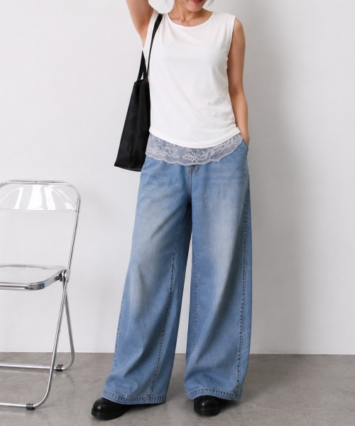 Miniministore(ミニミニストア)の「裾レースノースリプルオーバータンクトップ(タンクトップ・レディース・ホワイト/ブラック・M/L)」の16枚目の写真