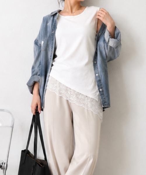 Miniministore(ミニミニストア)の「裾レースノースリプルオーバータンクトップ(タンクトップ・レディース・ホワイト/ブラック・M/L)」の6枚目の写真