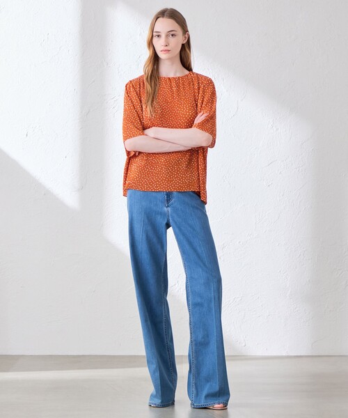 MACKINTOSH LONDON（マッキントッシュ ロンドン）の「ドットプリントプリーツブラウス（シャツ/ブラウス・レディース・オレンジ/ブラック・38）」の7枚目の写真