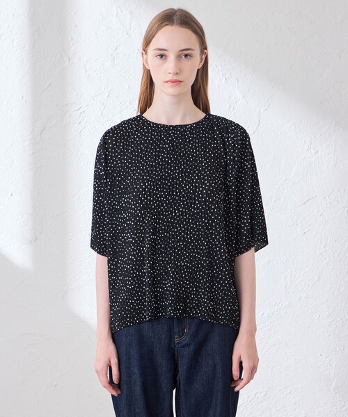 MACKINTOSH LONDON（マッキントッシュ ロンドン）の「ドットプリントプリーツブラウス（シャツ/ブラウス・レディース・オレンジ/ブラック・38）」の8枚目の写真