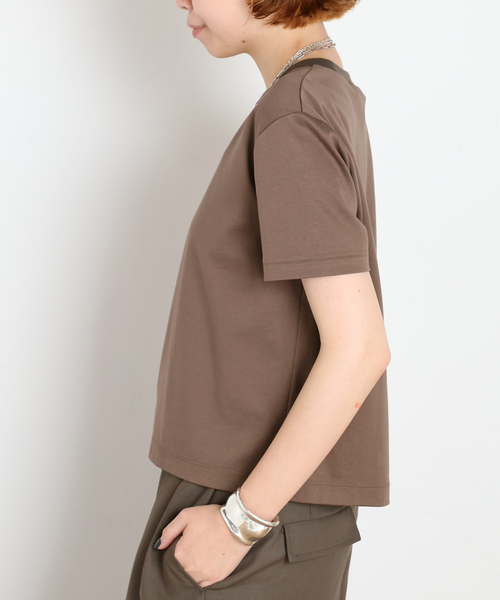 AP STUDIO(エーピーストゥディオ)の「コンパクトTシャツ(Tシャツ/カットソー・レディース・ブラウン/ホワイト/ブラック・FREE)」の4枚目の写真