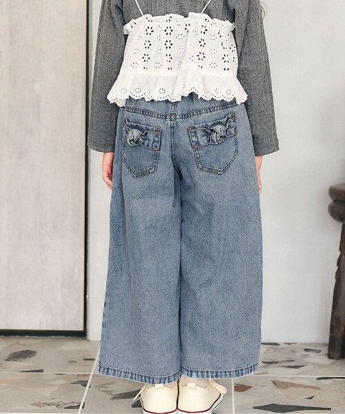 Seraph(セラフ)の「リボンポケットデイリーバギーロングパンツ(その他パンツ・キッズ・ネイビー/ベージュ/サックスブルー・80/90/140/130/120/100/110)」の1枚目の写真